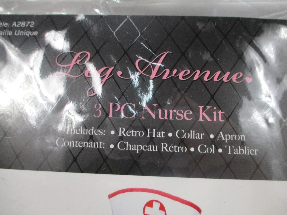 Kit de Enfermera Mujer Disfraz Talla Única 3 Piezas Conjunto Sombrero Cuello Delantal Sexy Médico Nuevo Foto 2 de 4