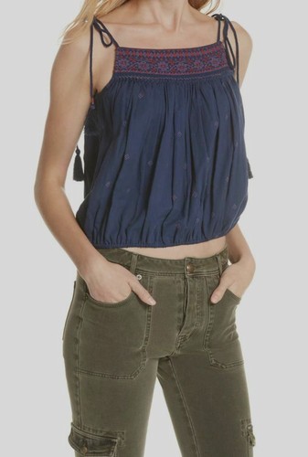 $ 127 gratis People Damen blau Eternal Love ärmellos bestickt Tank Top Größe M
