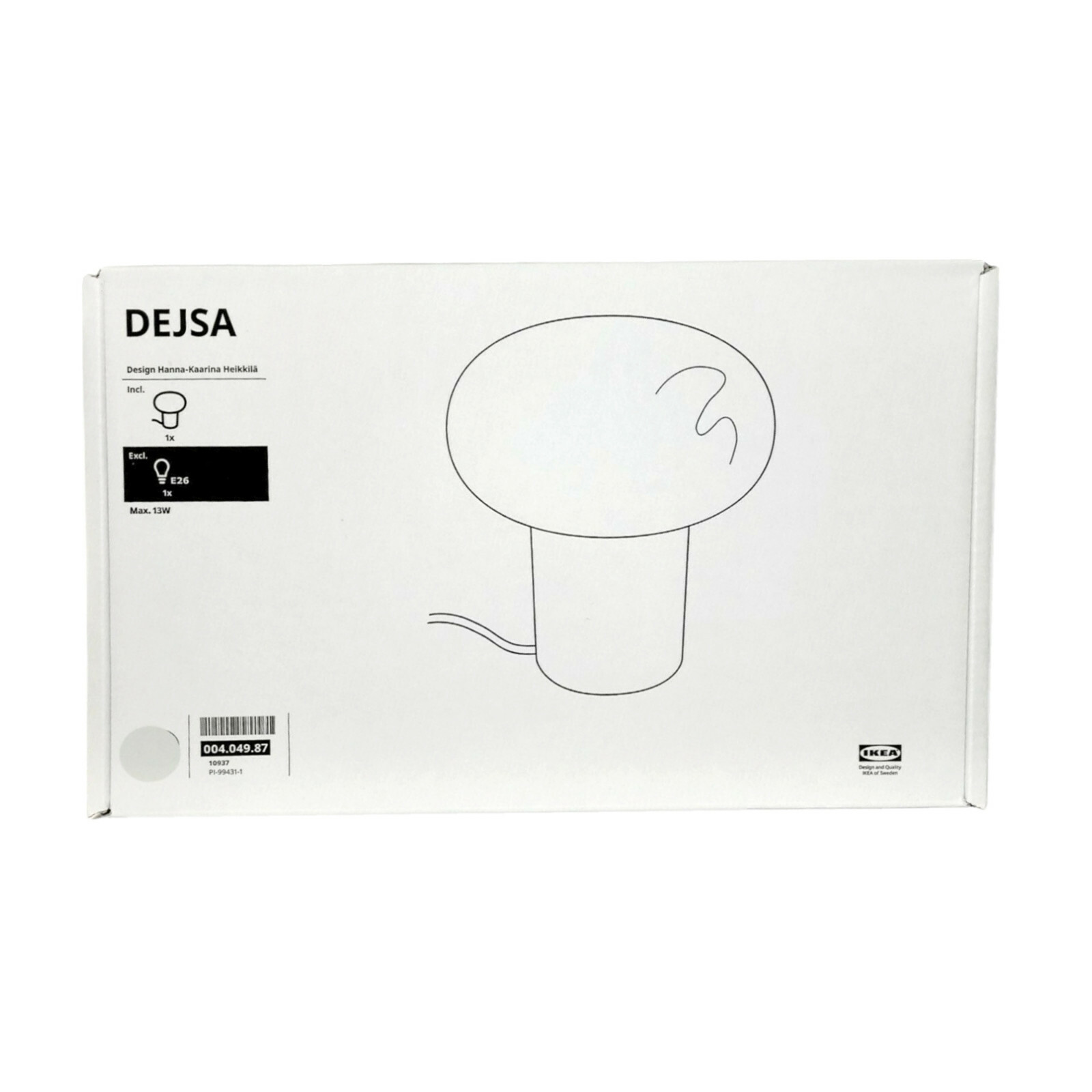 Ikea DEJSA Table Lamp Mushroom Light + LED Bulb, 004.049.87 Beige/Opal