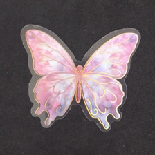 Bright Colorful Pink Butterfly Transparent Sticker 1.78" x 2.25" A