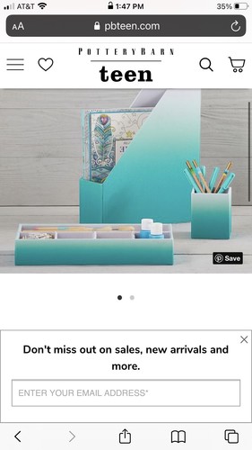 Pottery Barn Teen Pool Turquoise Ombre Desk Organizers Tray Magazine Pencil Set - Picture 8 of 12