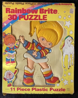 VINTAGE Rainbow Brite 3-D Puzzle 11 Pc 1983 Plastic Tray Hallmark RARE