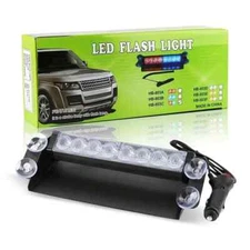 AMBER Flashing Beacon Strobe Warning Bar Light (HS81) 8LED Windshield Dash 12V