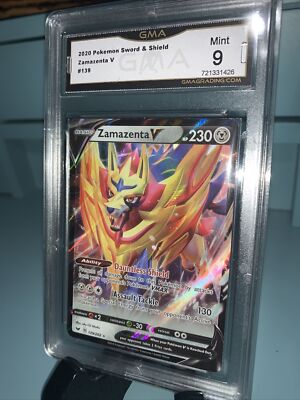 Pokemon Card Zamazenta V Full Art Holo Graded Gma 9 Mint