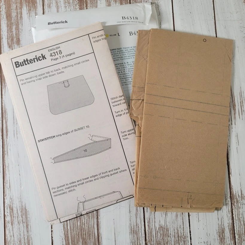 Bolso de mano Butterick B4318 patrón de costura talla única sin cortar hágalo usted mismo Foto 3 de 3