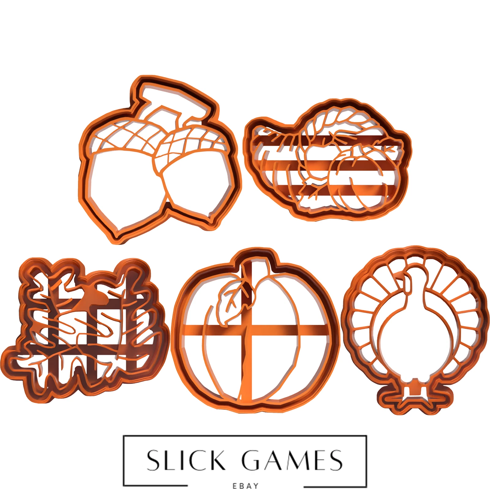 Thanksgiving Chestnuts, Leaves, Pumpkin, Turkey Set Cookie Cutters | 3D Print