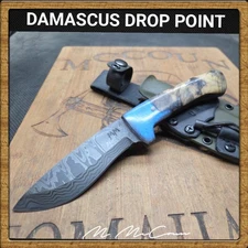 HAND FORGED DAMASCUS DROP POINT HUNTER BUSHCRAFT KNIFE BY MARK MCCOUN USA #1 