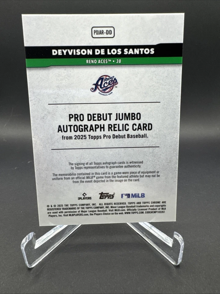 2025 Topps Pro Debut - Deyvison De Los Santos #PDJAR-DD Green /99 Relic Auto - Image 2 of 2