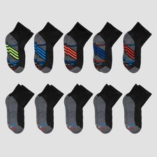 Hanes Premium Boy's X-Temp Ankle Socks 10pk Blk/Gray M 9 - 2-1/2