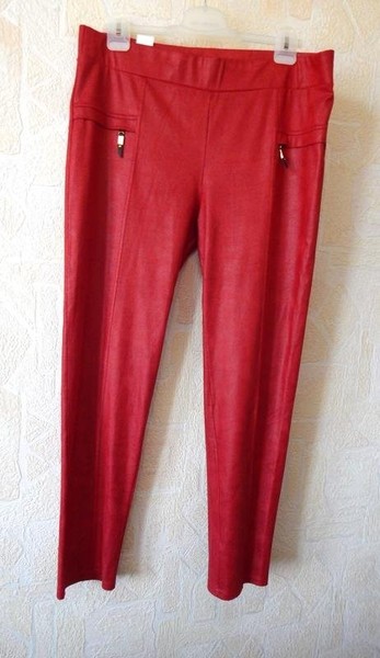Women Club Monaco Trousers Red Polyester 44 / XXL