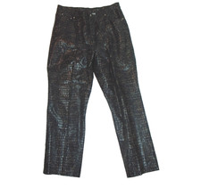 NEWPORT-NEWS EASY STYLE Women's 100 LEATHER SHINY PANTS Snake Print- SIZE 18