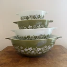 Vintage Pyrex Spring Blossom Daisy Cinderella Mixing Bowl Set 441 442 443 44
