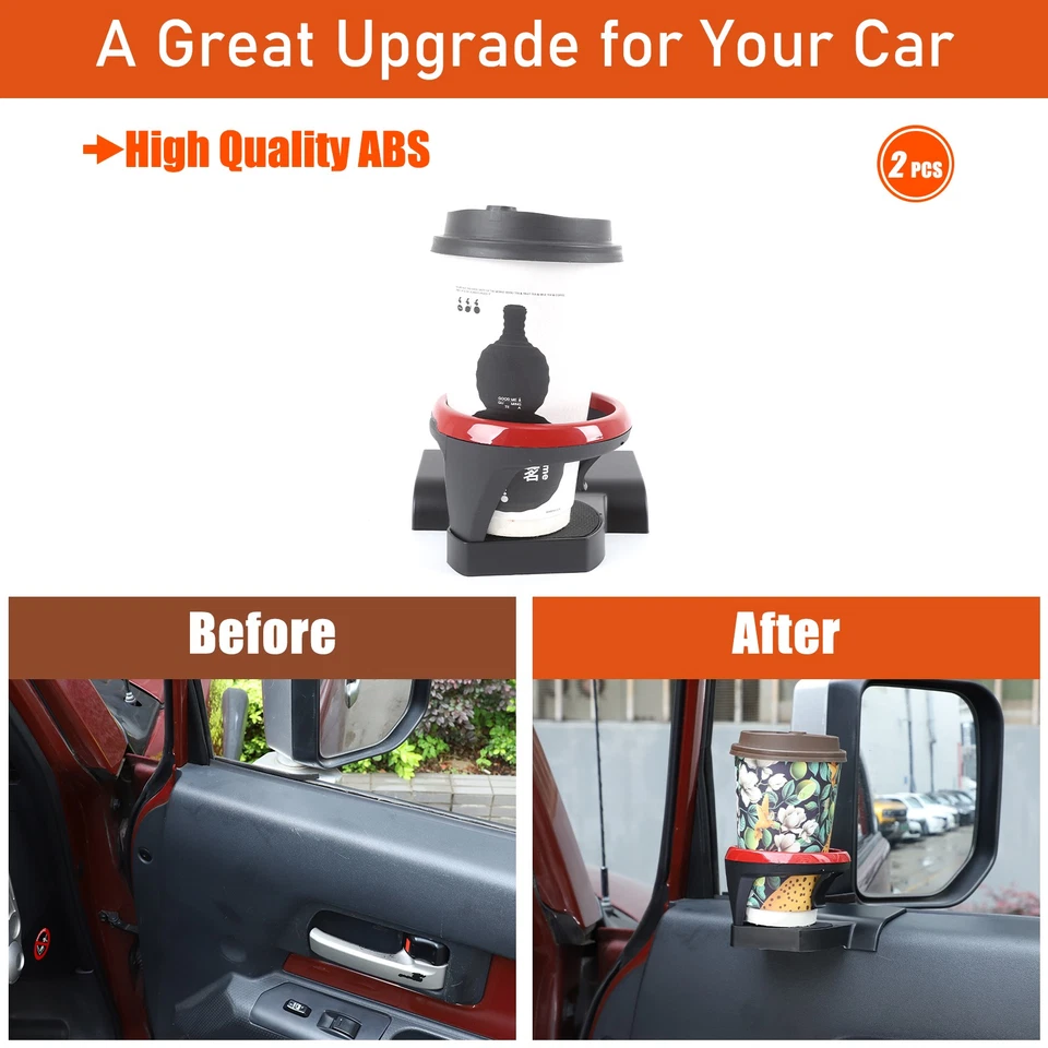 Panel de puerta interior portavasos ABS lado derecho anillo rojo para Toyota FJ Cruiser 07-21 Foto 4 de 4