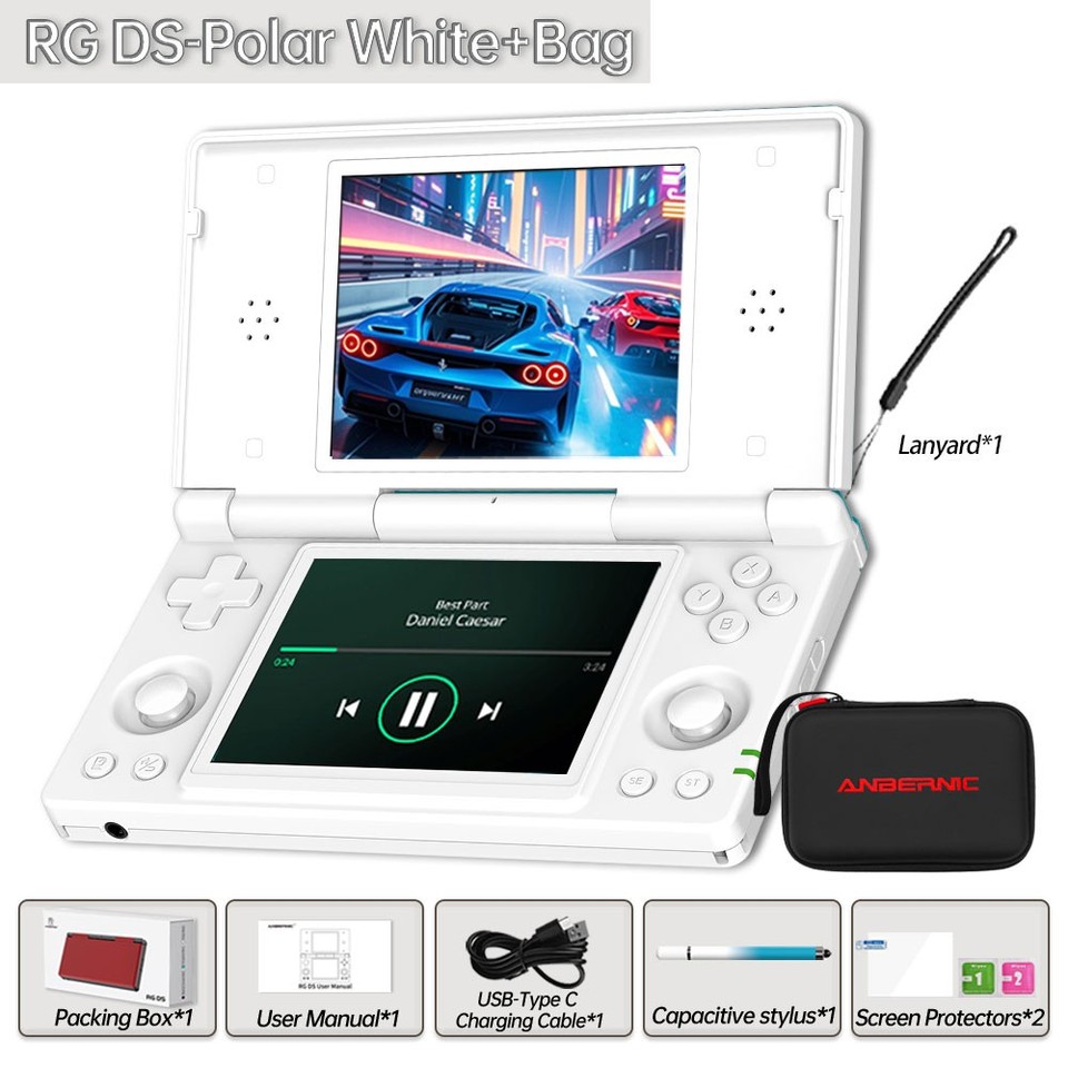 ANBERNIC RG DS Retro Video Game Console 4 Inch Android 14 Flip Game ...
