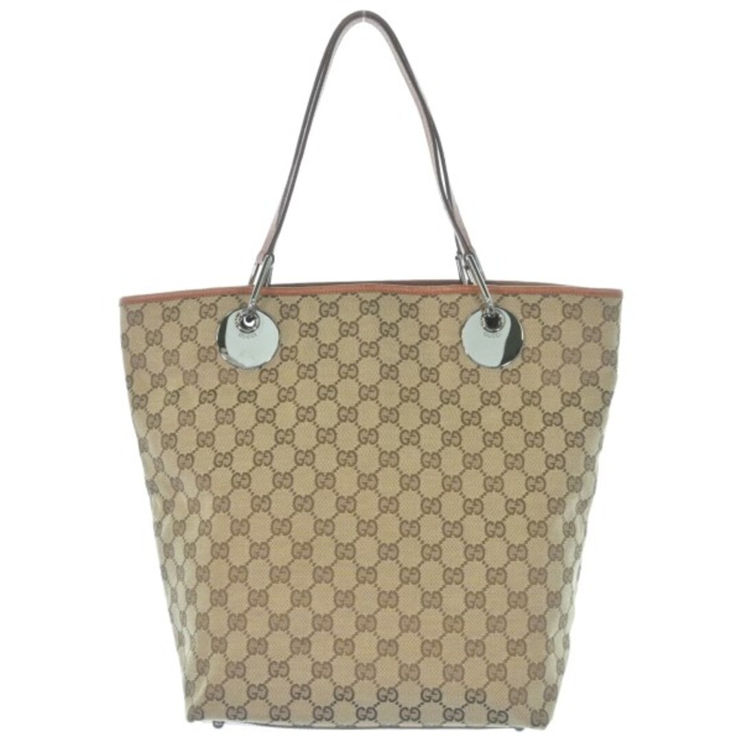 Gucci Tote Bag Beige Used Damaged Leather Shoulder Bag Free Shipping