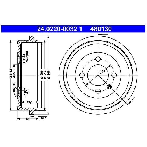 2X Bremstrommel Hinten FüR Seat Cordoba 6K 1.0 1.4 1.6 1.8 1.9 93 Bis 02 ATE AUC-image