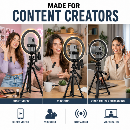 10" LED Ringlicht 50" Stativ Tablet & Handy Halter für Streaming Make-up Video - Bild 2 von 8