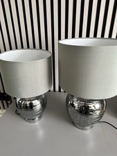 NEXT Table Lamps Pair Chrome and Grey Excellent Condition