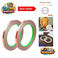 Versatile 2 Roll Copper Tape - Ideal for Stained Glass Art  Electrical Projects