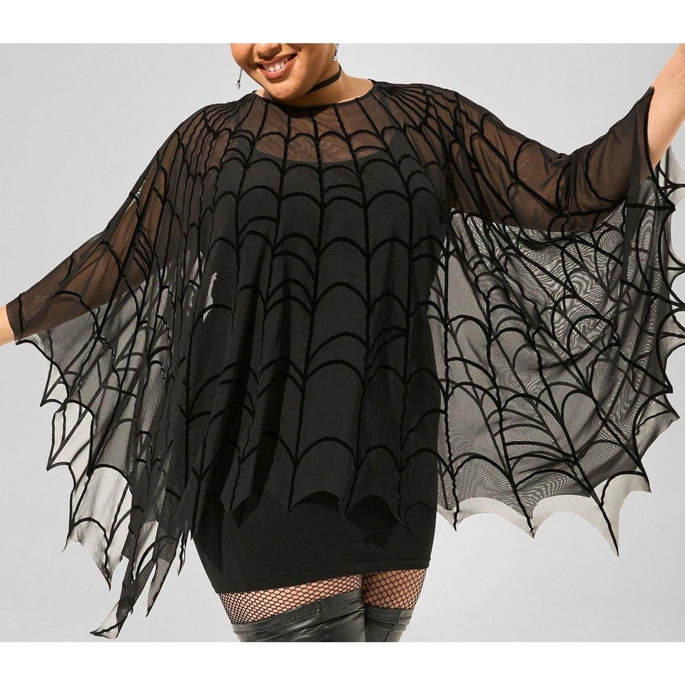 Poncho Punk Torrid Plus Size 00/0 Halloween Teia de Aranha Cosplay Fantasia de Aranha Novo - Imagem 4 de 4