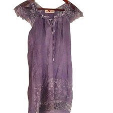 Women's small Lightweight Cap Sleeve flowy midi Dress tunic top fairy Y2K purple