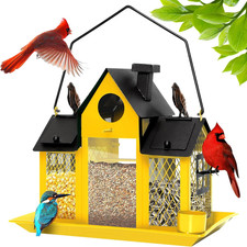 Solar Bird Feeders House for Outdoors Hanging, 7LBS Large Capacity Metal Wild Bi