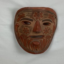 Mexican Pottery Ceremonial Mask Hand Made From Terra Cotta Clay