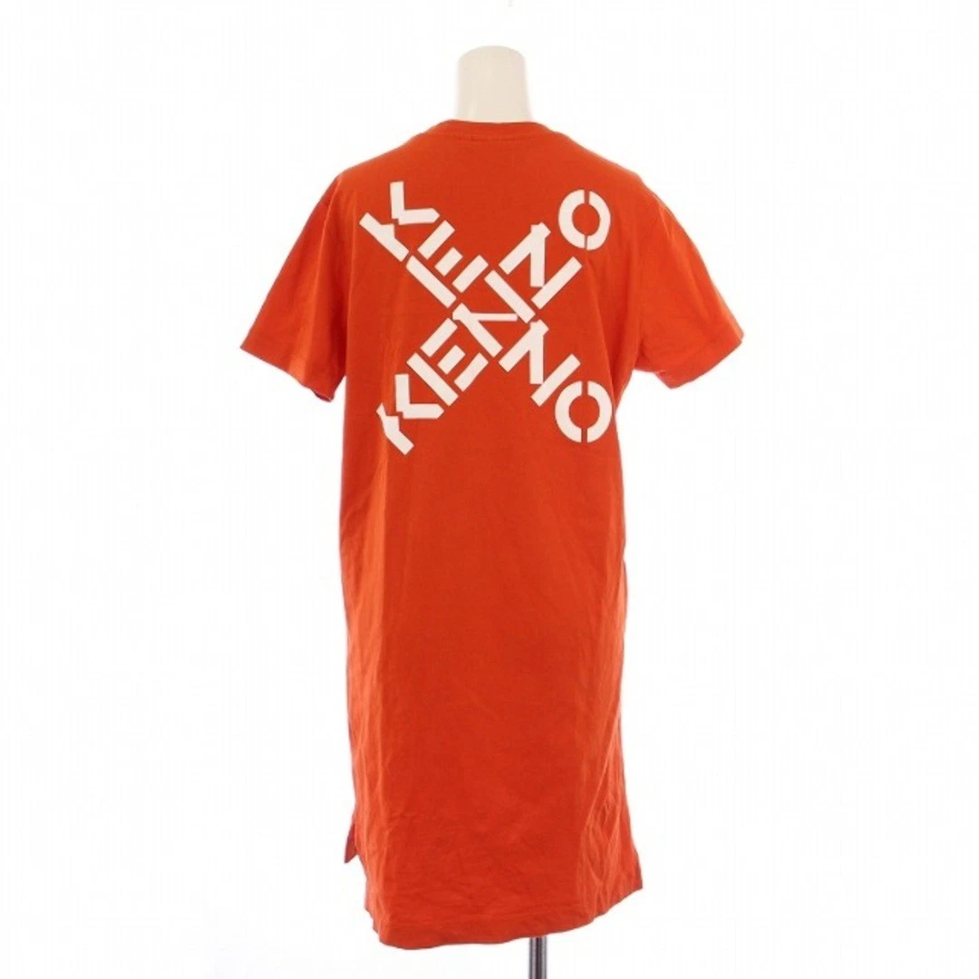 Abito Kenzo Mini Lunghezza Manica Corta Girocollo Stampa M Arancione FA62RO7684SJ