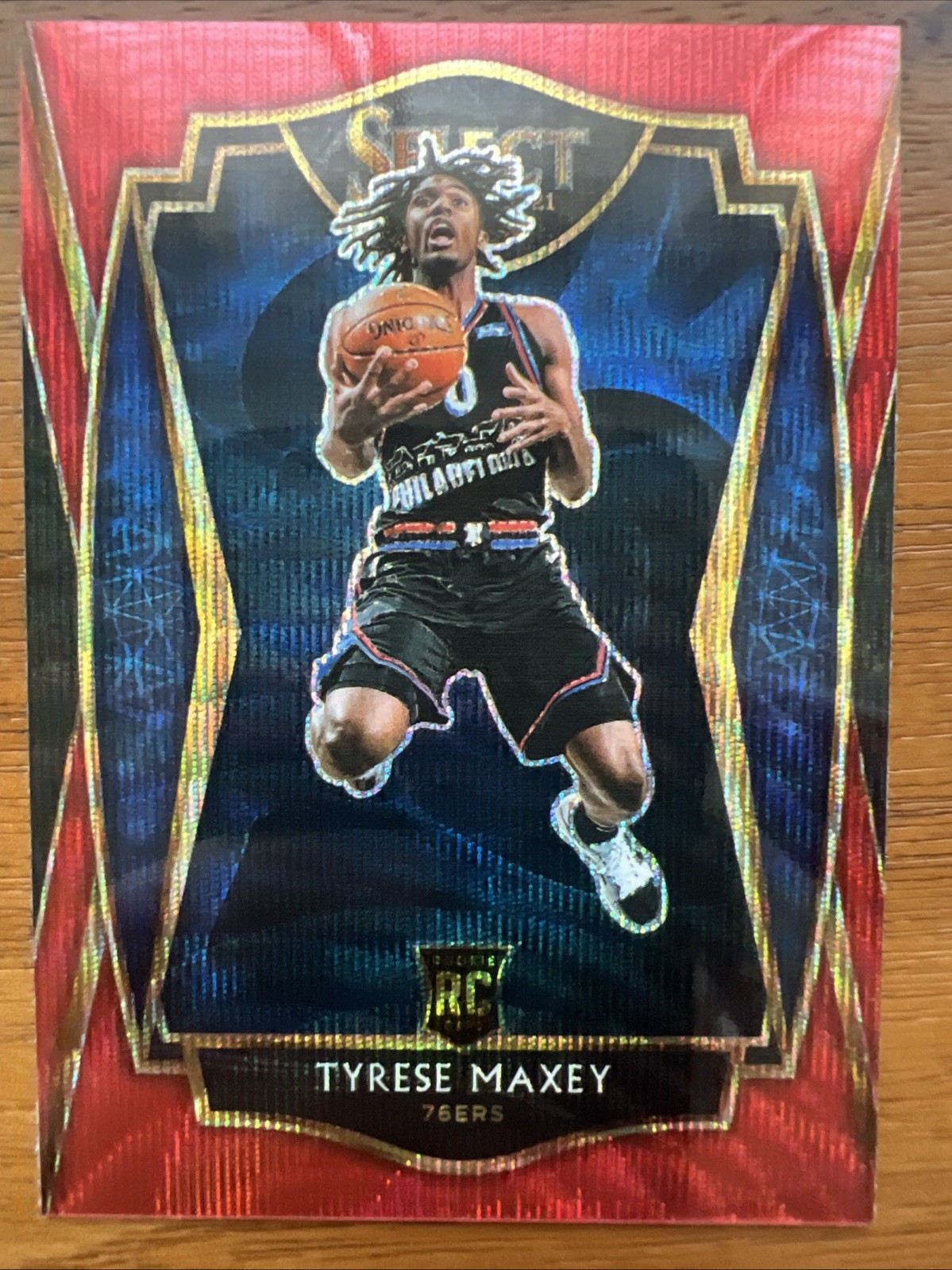 2020-21 Panini Select Tyrese Maxey Red Wave Rookie RC Premier Level 76ers