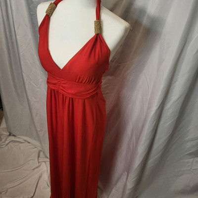 Boho Claudia Richard Red Maxi Dress Tribal Paded Bra Halter
