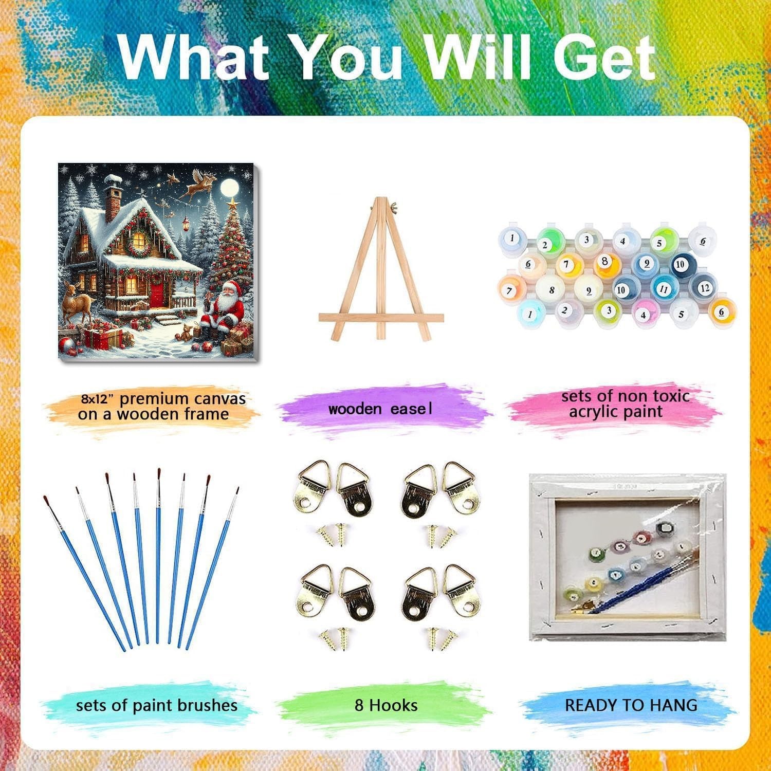 Paint by Numbers Kit for Adults, Christmas elk Painting by Numbers Kits, Sant...