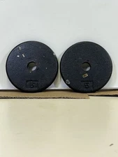 Pair Of 5 Pound Standard 1 Inch Hole Pancake Style Barbell Weightlifting Plates
