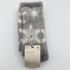 A New Day Women's Plush Faux Fur Socks Gray White Cozy Winter Cold