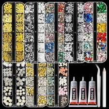 8 Boxes Nail Charms and Gems, 5000pcs Flatback Nail Rhinestones, Nail DIY