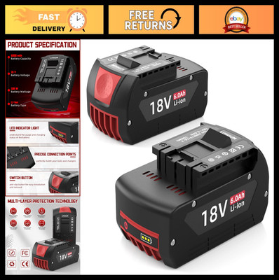 18V 6.0Ah Lithium-Ion Battery Replacement for Bosch 18V Tools, 2-Pack