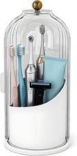 Dustproof Toothbrush Holder with Cover, Transparent/White 360  Rotating, 180 