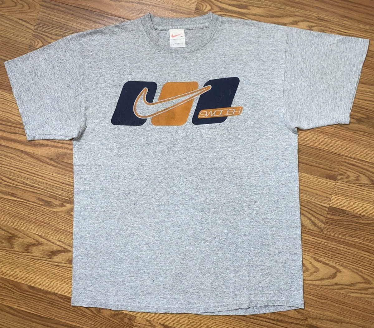 Vintage 90s Nike White Tag Swoosh Logo T-shirt Size XL Hip Hop