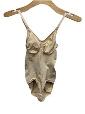 Bodysuit Women XXS Beige Sculpting Control Seamless Stretch Hook Eye Adjust
