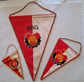 3er Set 3 Stück BSG Motor Stralsund Wimpel DDR