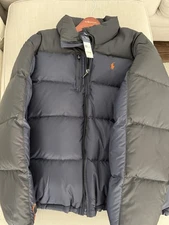 Polo Ralph Lauren Men's Classic Puffer Coat, XL, New With Tags, Navy Blue/Black