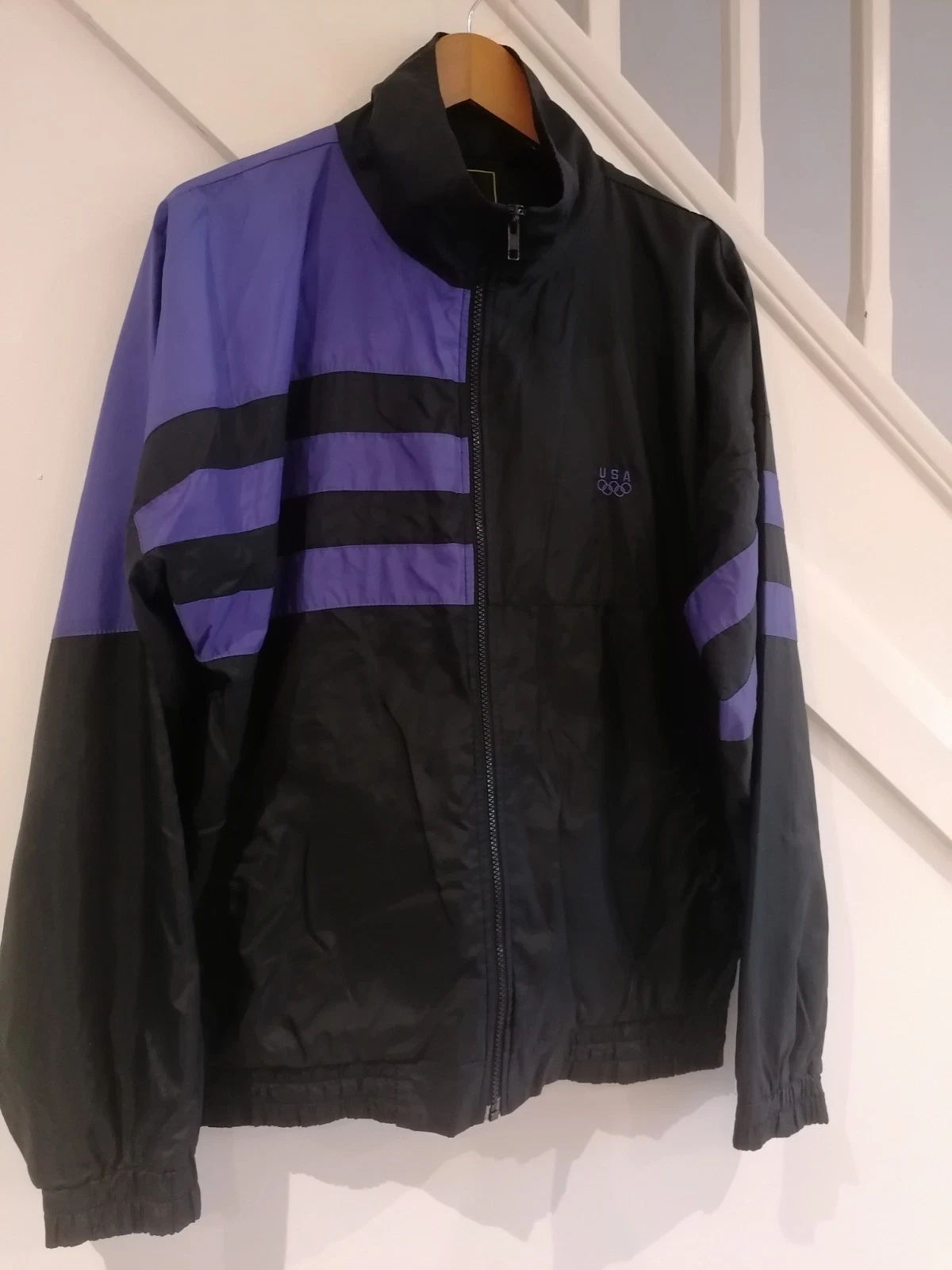 Vintage USA United States Olympics Windbreaker Black Purple size M