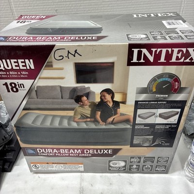 Intex Dura-Beam Deluxe Queen Airbed with Built-in Electric Pump 18'' Raised