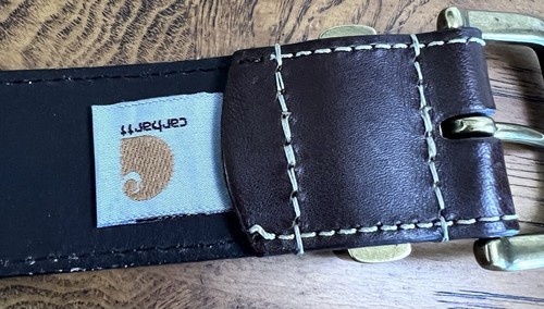 Cintura CARHARTT WB511-M Metal Keeper marrone 44" lunga 1,5" larga fibbia oro - Foto 3 di 6