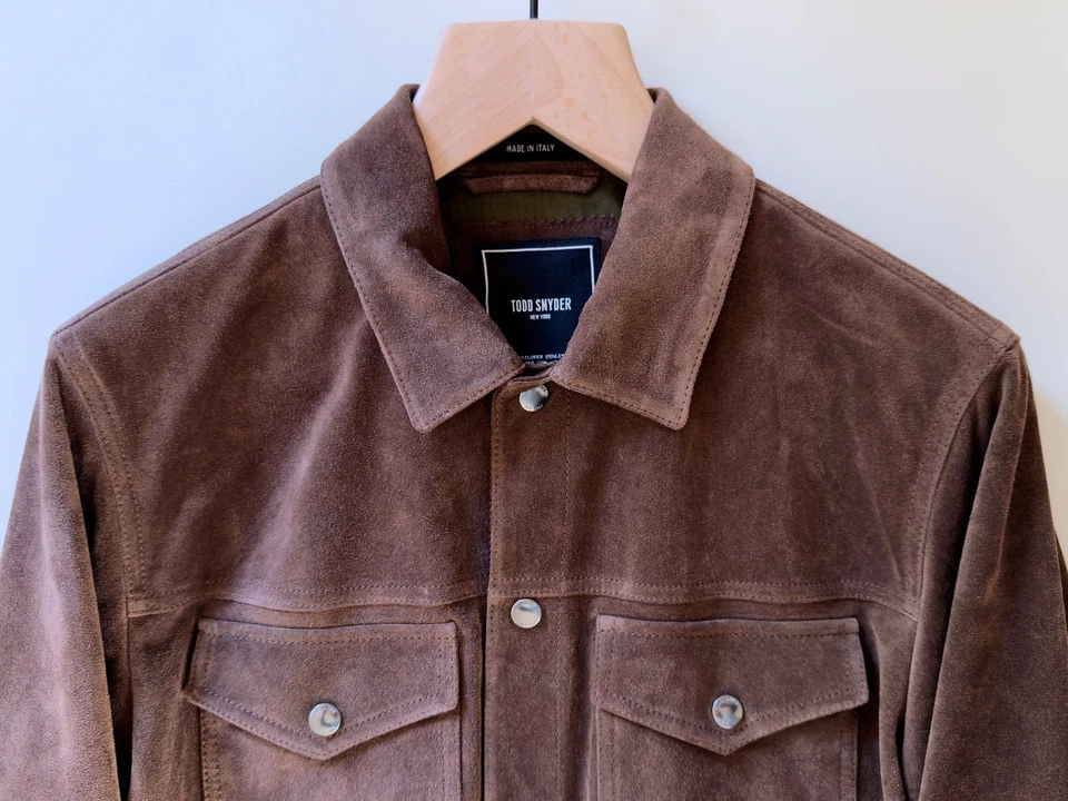 Todd Snyder Italian Suede Snap Dylan Jacket in Rich Brown Size M, NEW w/ Tags - Image 4 of 4