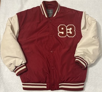 Red and Cream Boys' Primark Varsity Bomber Jacket Size 6-7YRS/ 122 CM