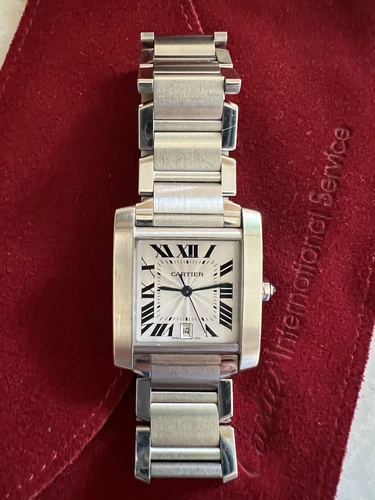 Cartier Tank  Francaise Guilloche Silver Dial 2302