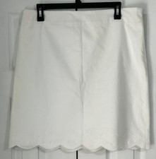 Talbots Womens Sz 10 White Scalloped Hem Embroidered A-Line Skirt Lined Side Zip