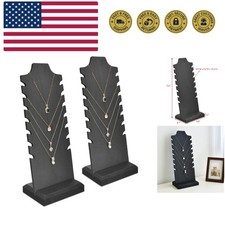 2 Pcs Lightweight Wooden Necklace Display Stand - Freestanding Easel Holder f...