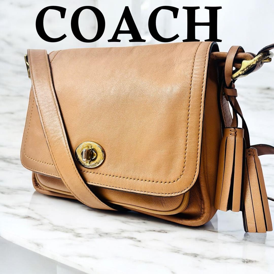 Coach Beige Leather Authentic Shoulder Bag G06213055
