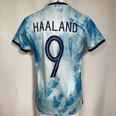 Erling Haaland #9 Norway 2020-2021 Blue White Away Soccer Jersey